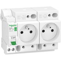 r9ecs616 Schneider Electric White 2 Gang Plug Socket, 1 Pole Poles, 16A, French 2P