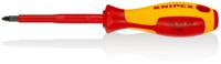 98-25-02 Knipex Pozidriv Insulated Screwdriver, PZ2 Tip, 100 mm Blade, VDE/1000V, 212 mm Overall