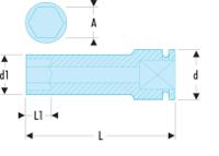 nsb21 Facom 21mm, 1/2 in Drive Impact Socket, 80 mm length