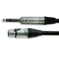 101-033-301 Van Damme Male 6.35mm Stereo Jack to Female 3 Pin XLR  Cable, Black, 3m