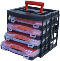 124-6593 RS PRO 64 Cell Black, Red, Transparent Polypropylene, Adjustable Compartment Box, 300mm x 280mm x 320mm