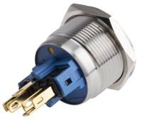 811-8569 RS PRO Illuminated Push Button Switch, Momentary, Panel Mount, 22mm Cutout, SPDT, Yellow LED, 250V ac, IP65, IP67