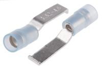 267-4388 RS PRO Hooked Insulated Crimp Blade Terminal 17.4mm Blade Length, 1.5mm² to 2.5mm², 16AWG to 14AWG, Blue