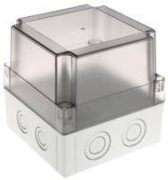 pcm-125125-t-enclosure Fibox Grey Polycarbonate Enclosure, IP66, IP67, Clear Lid, 130 x 130 x 125mm
