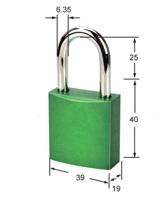 217-695 RS PRO Key Aluminium Padlock, 6.3mm Shackle, 39mm Body