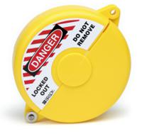 gate-valve-lockouts-gvlo-5-65-yellow Brady Yellow 1-Lock Polypropylene Gate Valve Lockout, 9.53mm Shackle, 165mm Attachment