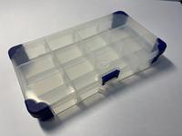 124-6590 RS PRO 12 Cell Polypropylene, Adjustable Compartment Box, 30mm x 200mm x 110mm