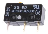 ss-5d Omron Pin Plunger Micro Switch, Through Hole Terminal, 5 A @ 125 V ac, SPDT, IP40