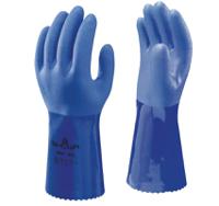 sho660b4 Showa 660 Blue Cotton Cotton Chemical Resistant Gloves, Size XL, Polyvinyl Chloride Coating