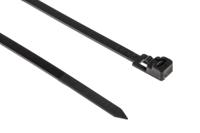 811-1805 RS PRO Cable Tie, Releasable, 150mm x 4.5 mm, Black Nylon, Pk-100