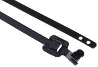 185-8686 RS PRO Cable Tie, Releasable, 330mm x 5 mm, Black Polyester Coated Stainless Steel, Pk-100