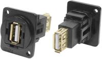 175-0147 RS PRO Straight, Panel Mount, Socket to Socket- Dual Port Type A to A 2.0 USB Connector