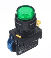 yw1l-m2e10qm3g Idec YW Series Illuminated Push Button Complete Unit, Panel Mount, 22mm Cutout, SPST, IP65