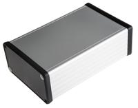 1455n1602 Hammond 1455 Series Silver Aluminium Enclosure, IP54, Black Lid, 160 x 103 x 53mm