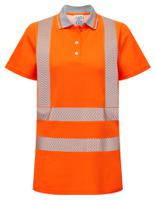 lfe974-nb-16 PULSAR LFE951 Orange Women Hi Vis Polo Shirt, 16in