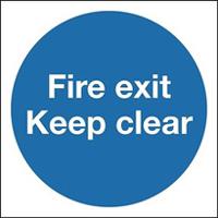 146-362 Polyester Keep Clear, Fire Exit, Keep Clear, English, Exit Sign