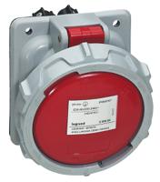 5-555-89 Legrand IP67 Red Panel Mount 3P + N + E Industrial Power Socket, Rated At 63A, 415 V