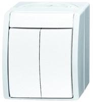 26015-w-54 Busch Jaeger - ABB Rocker Light Switch, 1 Way, 2 Gang