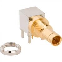 282139-75 Amphenol RF, Jack Bulkhead 1.0/2.3 Connector, Solder Termination, Right Angle Body