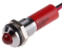723-9460 RS PRO Red Panel Mount Indicator, 24V dc, 8mm Mounting Hole Size, Lead Wires Termination, IP67