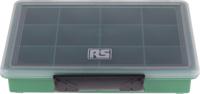 515-568 RS PRO 12 Cell Green PP Compartment Box, 32mm x 175mm x 143mm