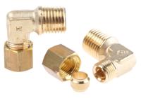 0109-06-13 Legris Brass Pipe Fitting, 90° Compression Elbow, Male R 1/4in to Female 6mm