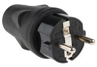 849-6128 RS PRO French / German Mains Plug, 16A Black Rubber Screw, 250 V