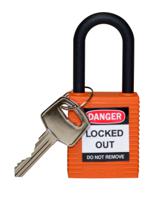 813598 Brady LOTO-6 Key Weatherproof Nylon Padlock, 6.35mm Shackle, 38.10mm Body