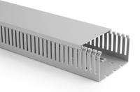 184-10108-htwd-pn-100x40-pvc-gy HellermannTyton HTWD-PN Grey Slotted Panel Trunking - Narrow Slot, W100 mm x D40mm, L2m, PVC