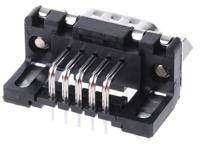09651626813 HARTING 9 Way Right Angle Through Hole D-sub Connector Plug, 2.74mm Pitch, with 4-40 UNC Female Screwlocks, Boardlocks