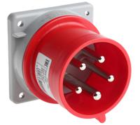 2433297 Scame IP44 Red Panel Mount 3P + N + E Industrial Power Plug, Rated At 32A, 415 V