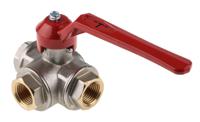486-243 RS PRO Brass Reduced Bore, 3 Way, Ball Valve, Threaded, BSPP 1/2in, 40bar Operating Pressure