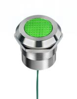 253-8514 RS PRO Green Panel Mount Indicator, 12 → 24V ac/dc, 25mm Mounting Hole Size, Lead Wires Termination, IP67, IP69K