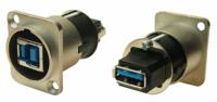 280-088 RS PRO Straight, Panel Mount, Socket- Dual Port Type B-A 3 Feedthrough USB Connector