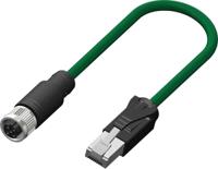 201-7157 RS PRO, 10m Cat5e, Green M12 to Female RJ45 Male Shielded, Terminated PVC Sheath