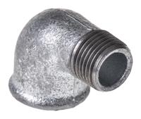 770092204 Georg Fischer Galvanised Malleable Iron Fitting, 90° Elbow, Male BSPT 1/2in to Female BSPP 1/2in