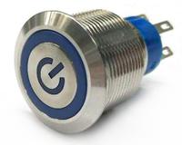 175-9667 RS PRO Illuminated Push Button Switch, Momentary, Panel Mount, 22.2mm Cutout, SPDT, Blue LED, 250V ac, IP67