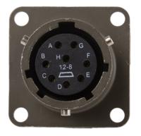 pt02a-12-8s Amphenol Socapex, PT, Copper Alloy 8 Way Panel Mount MIL Spec Circular Connector ReceptacleGreen, Socket Contacts,Shell