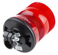 907-6028 RS PRO Red Flashing Beacon, 10 → 100 V dc, DIN Mount, Tube Mount, LED Bulb, IP56