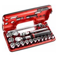 sxldbox1pb Facom 21-Piece Metric 1/2 in Standard Socket Set with Ratchet, 6 point
