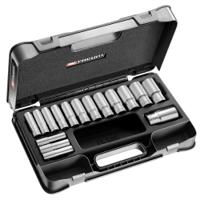 s404ae Facom 16-Piece Metric 1/2 in Deep Socket Set, 12 point