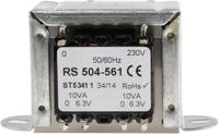 504-561 RS PRO 20VA 2 Output Chassis Mounting Transformer, 6.3V ac, IEC 61558-2-6