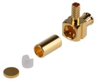 mcx1112a1-3gt30g-5-50 Amphenol RF, Plug Cable Mount MCX Connector, 50Ω, Crimp Termination, Right Angle Body