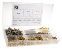 100-226 RS PRO Brass, Steel 1250 Piece Slot Drive Screw/Bolt, Nut & Washer Kit