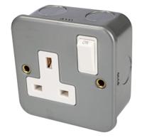 255-4748 RS PRO Grey 1 Gang Plug Socket, 2 Poles, 13A, BS 1363, Indoor Use