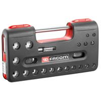 s360dbox412 Facom 22-Piece Metric 1/2 in Standard Socket Set with Ratchet, 12 point