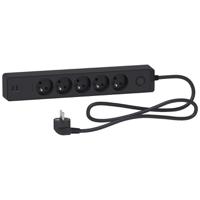 st935u1b Schneider Electric French 2P 5 Gang Trailing Socket, 1.5m Cable, 16A, 250 V