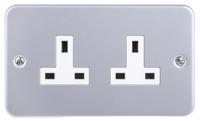 768-3508 RS PRO Grey 2 Gang Plug Socket, 0 Poles, 13A, Type G - British, Indoor Use