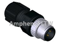 m12a-03bmma-sl8001 Amphenol Industrial Circular Connector, 3 Contacts, Cable, M12 Connector, Plug, Male, IP67, M Series