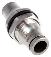 3816-08-00 Legris LF3800 Series Bulkhead Tube-to-Tube Adaptor, Push In 8 mm to Push In 8 mm, Tube-to-Tube Connection Style